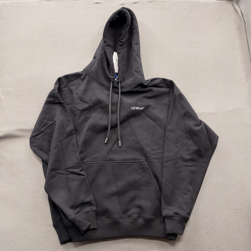 Off-White Vanish Arrow Hoodie Mens Medium Black Pullover Fleece Back Graphic